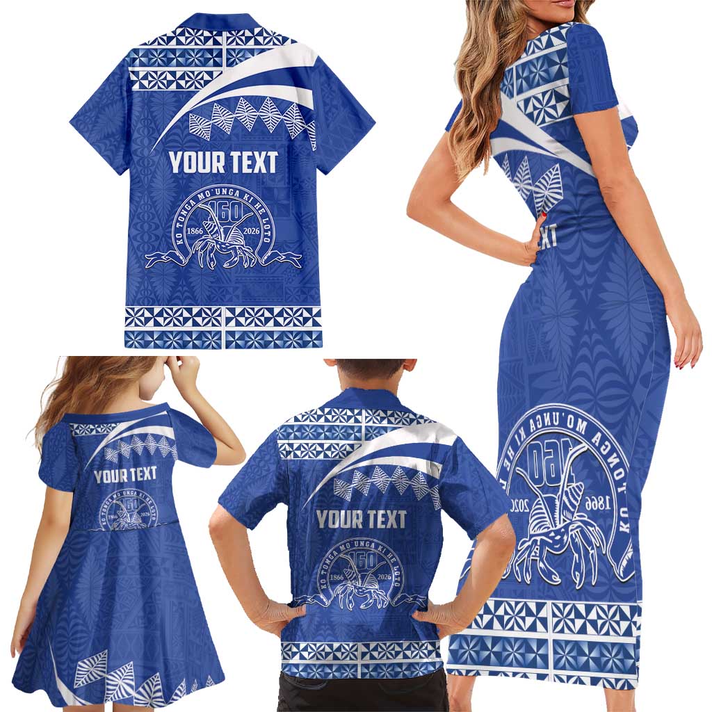 Personalised Tonga Tupou College Toloa Family Matching Short Sleeve Bodycon Dress and Hawaiian Shirt 160 Years Anniversary Tongan Ngatu Pattern LT14 - Polynesian Pride