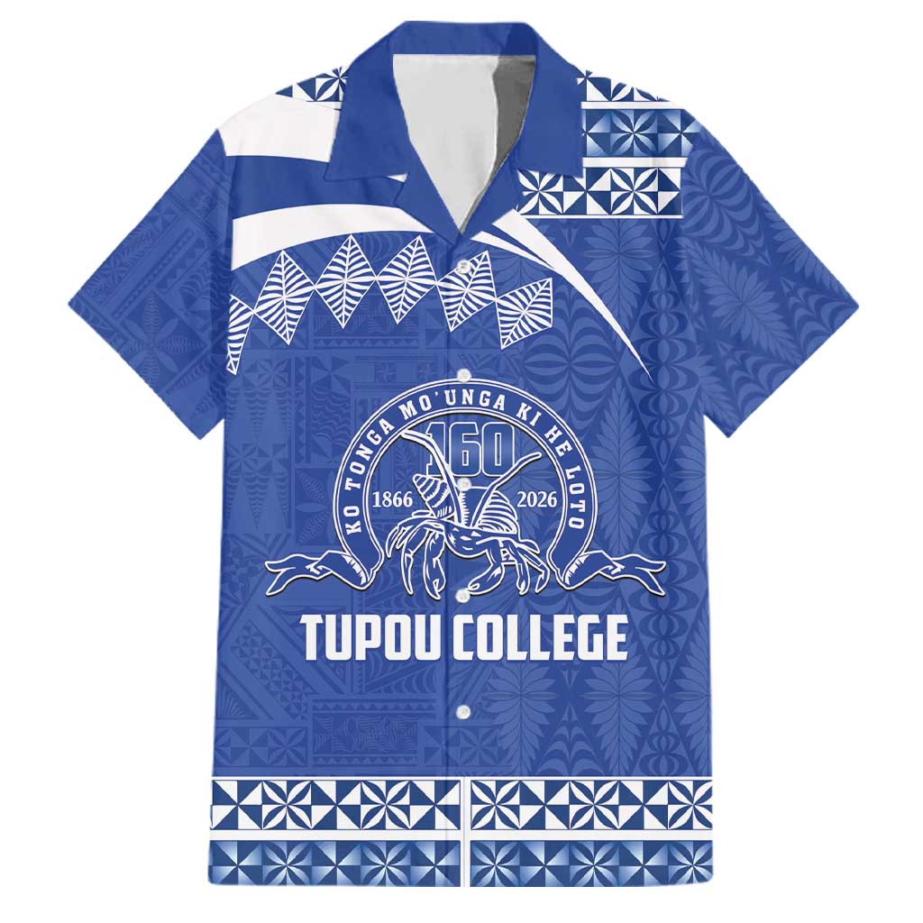 Personalised Tonga Tupou College Toloa Family Matching Short Sleeve Bodycon Dress and Hawaiian Shirt 160 Years Anniversary Tongan Ngatu Pattern LT14 Dad's Shirt - Short Sleeve Blue - Polynesian Pride