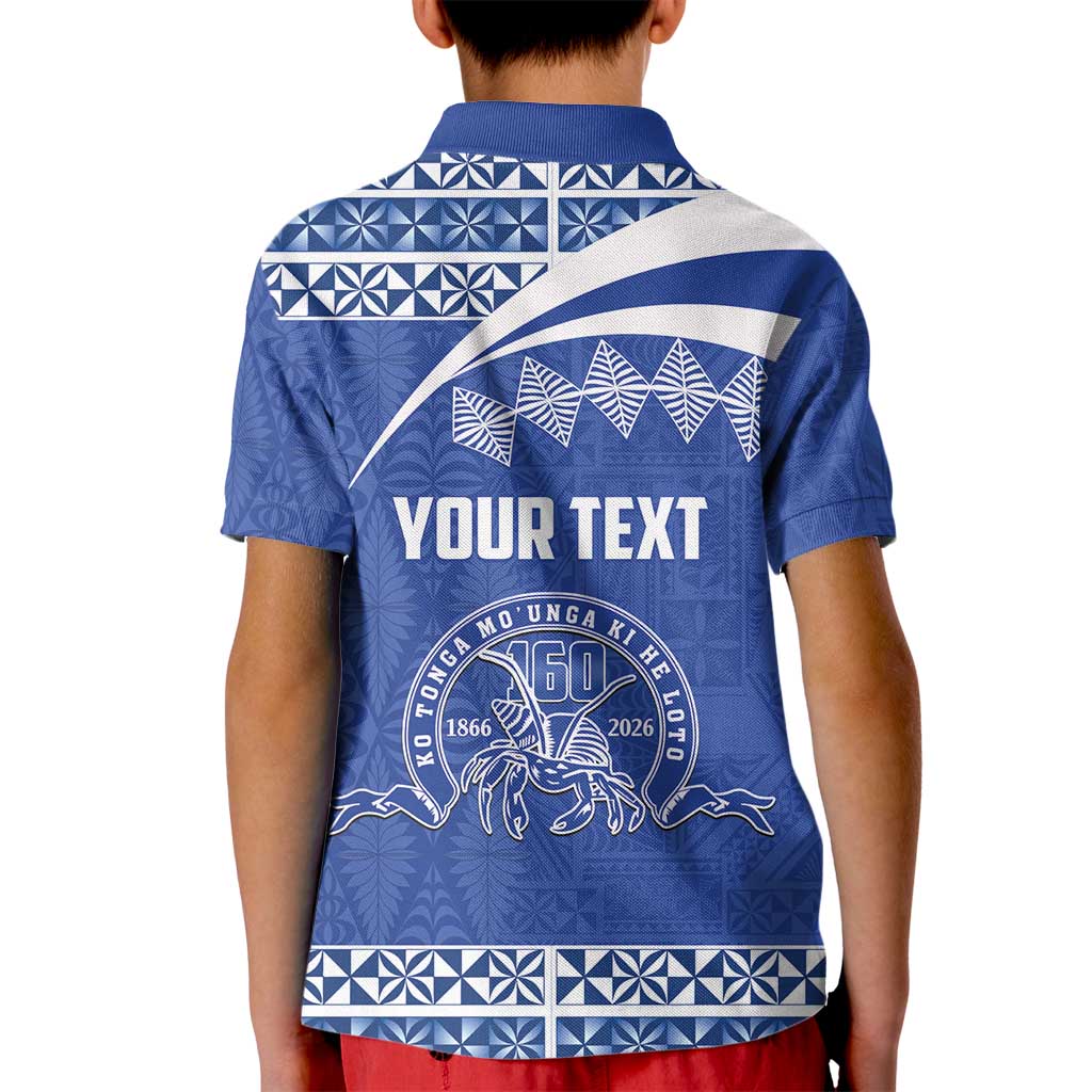Personalised Tonga Tupou College Toloa Kid Polo Shirt 160 Years Anniversary Tongan Ngatu Pattern
