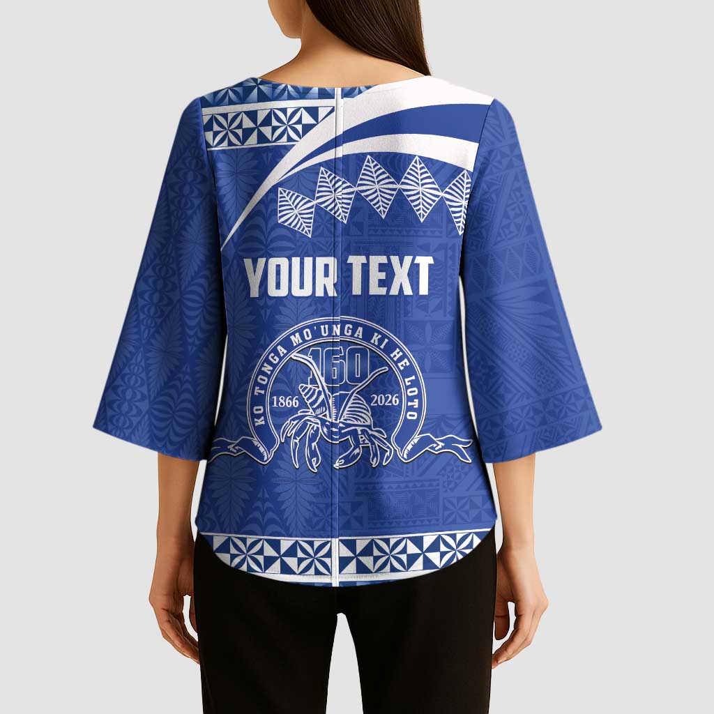 Personalised Tonga Tupou College Toloa Kimono Sleeve Blouse 160 Years Anniversary Tongan Ngatu Pattern