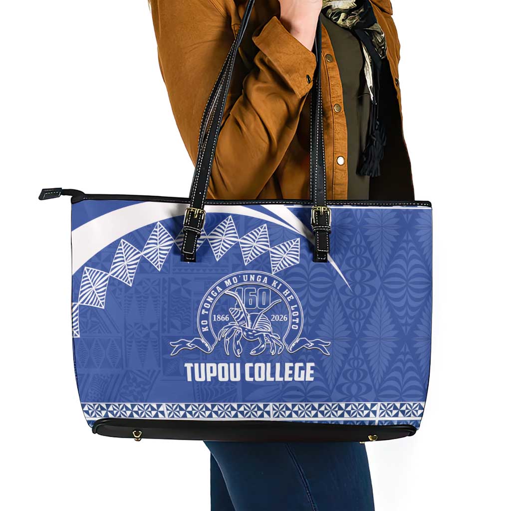 Tonga Tupou College Toloa Leather Tote Bag 160 Years Anniversary Tongan Ngatu Pattern