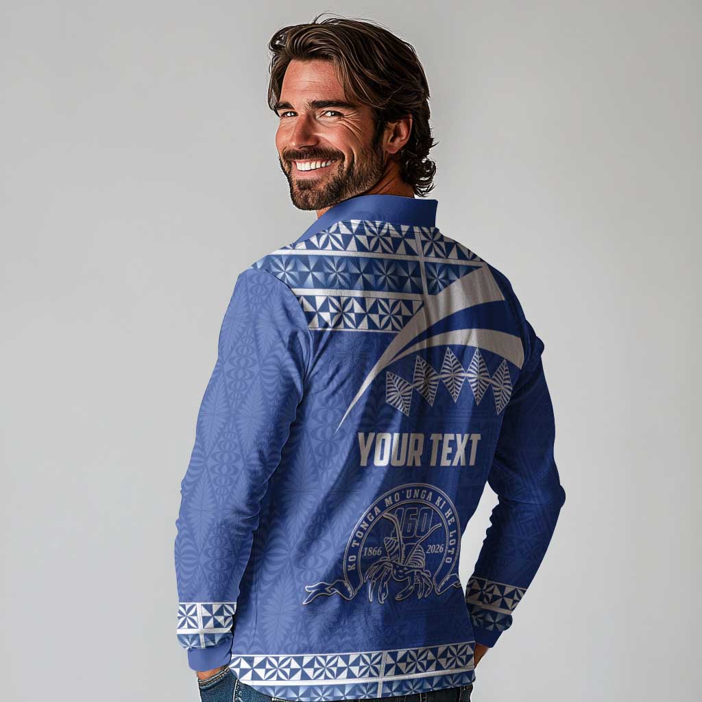Personalised Tonga Tupou College Toloa Long Sleeve Polo Shirt 160 Years Anniversary Tongan Ngatu Pattern