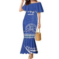 Personalised Tonga Tupou College Toloa Mermaid Dress 160 Years Anniversary Tongan Ngatu Pattern LT14 Women Blue - Polynesian Pride
