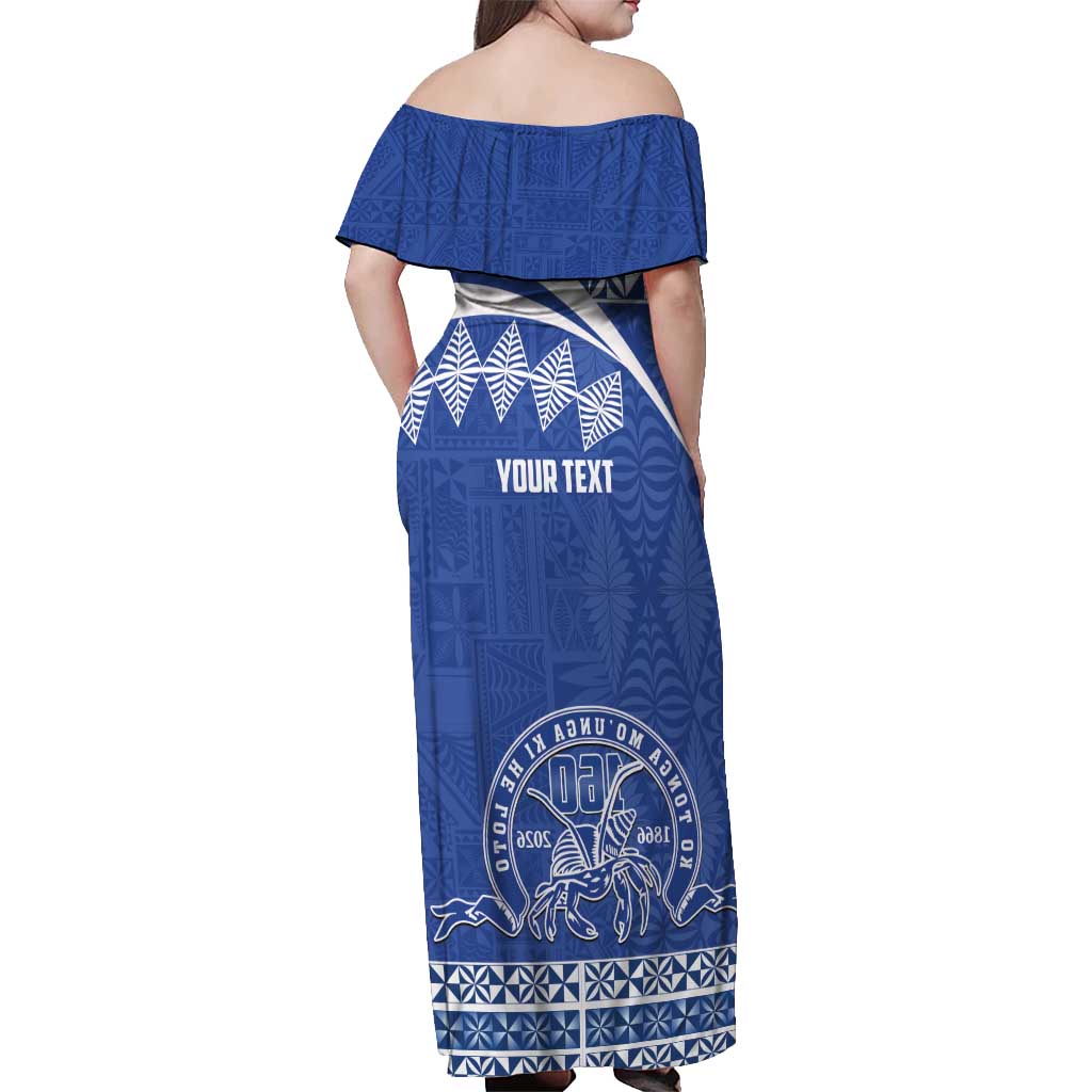 Personalised Tonga Tupou College Toloa Off Shoulder Maxi Dress 160 Years Anniversary Tongan Ngatu Pattern LT14 - Polynesian Pride