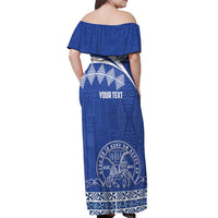 Personalised Tonga Tupou College Toloa Off Shoulder Maxi Dress 160 Years Anniversary Tongan Ngatu Pattern LT14 - Polynesian Pride