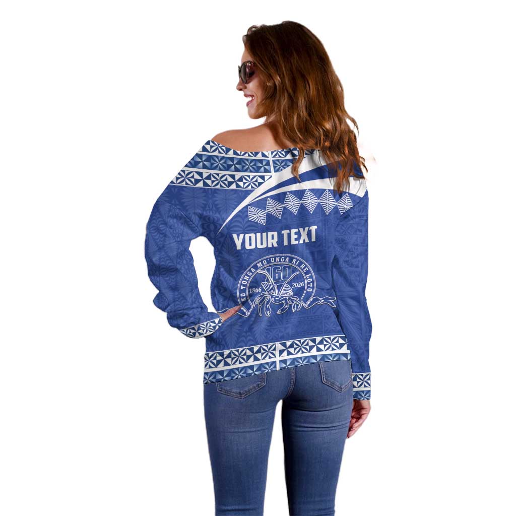 Personalised Tonga Tupou College Toloa Off Shoulder Sweater 160 Years Anniversary Tongan Ngatu Pattern