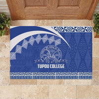 Tonga Tupou College Toloa Rubber Doormat 160 Years Anniversary Tongan Ngatu Pattern LT14 Blue - Polynesian Pride