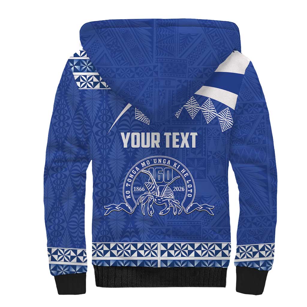 Personalised Tonga Tupou College Toloa Sherpa Hoodie 160 Years Anniversary Tongan Ngatu Pattern