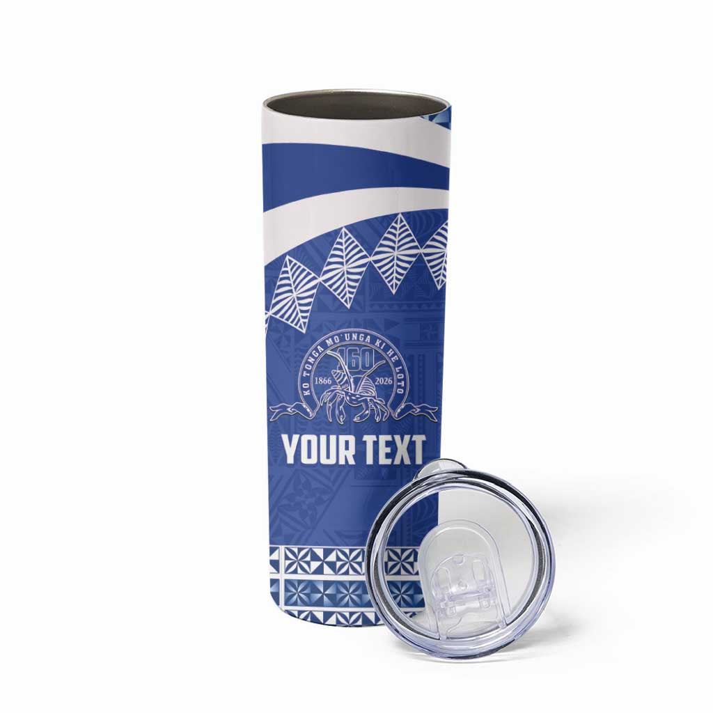 Personalised Tonga Tupou College Toloa Skinny Tumbler 160 Years Anniversary Tongan Ngatu Pattern