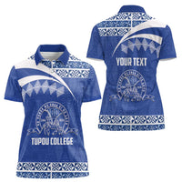 Personalised Tonga Tupou College Toloa Women Polo Shirt 160 Years Anniversary Tongan Ngatu Pattern