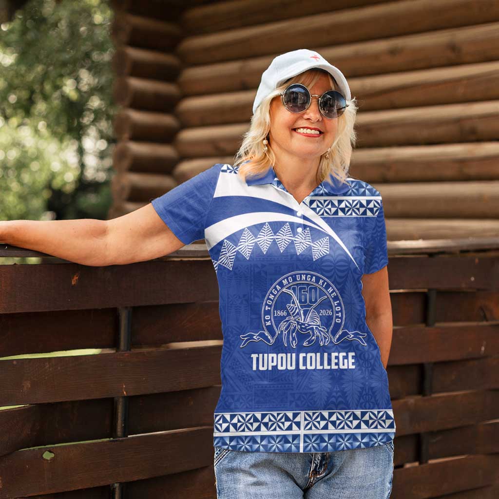 Personalised Tonga Tupou College Toloa Women Polo Shirt 160 Years Anniversary Tongan Ngatu Pattern
