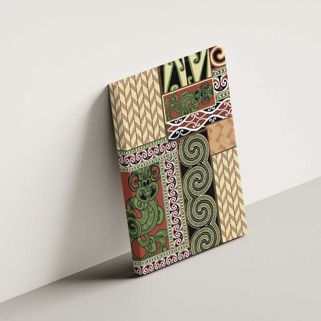 Beige Aotearoa Kowhaiwhai Pattern Canvas Wall Art NZ Maori Quilt Style