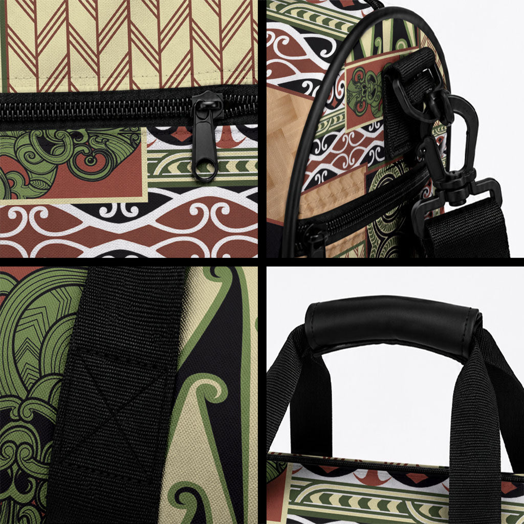 Beige Aotearoa Kowhaiwhai Pattern Duffle Bag NZ Maori Quilt Style LT14 - Polynesian Pride