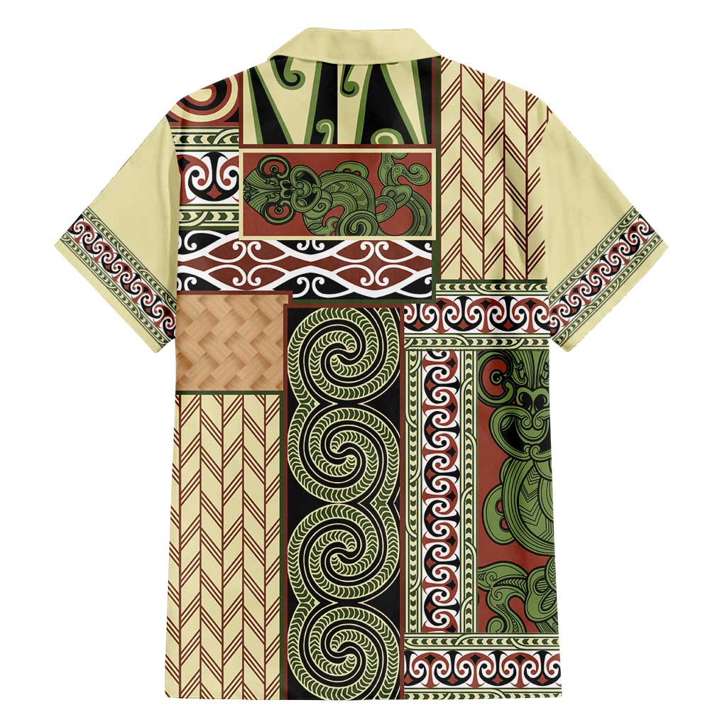 Beige Aotearoa Kowhaiwhai Pattern Family Matching Puletasi and Hawaiian Shirt NZ Maori Quilt Style