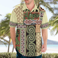 Beige Aotearoa Kowhaiwhai Pattern Hawaiian Shirt NZ Maori Quilt Style