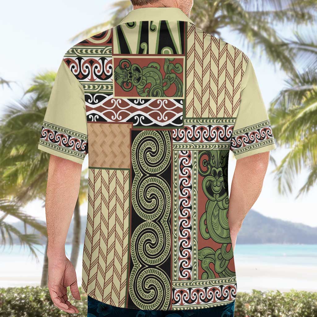 Beige Aotearoa Kowhaiwhai Pattern Hawaiian Shirt NZ Maori Quilt Style