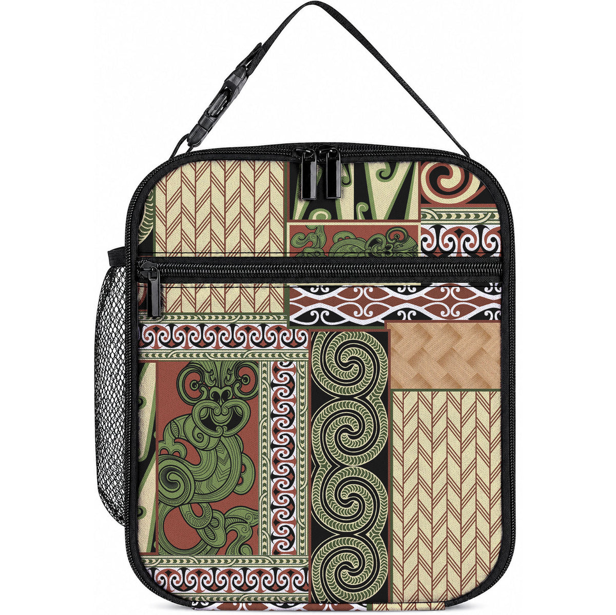 Beige Aotearoa Kowhaiwhai Pattern Lunch Bag NZ Maori Quilt Style LT14 10.2 × 8.3 × 4.3 inch Beige - Polynesian Pride