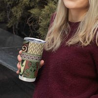 Beige Aotearoa Kowhaiwhai Pattern Tumbler Cup NZ Maori Quilt Style