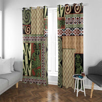 Beige Aotearoa Kowhaiwhai Pattern Window Curtain NZ Maori Quilt Style