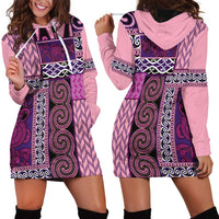Pink Aotearoa Kowhaiwhai Pattern Hoodie Dress NZ Maori Quilt Style
