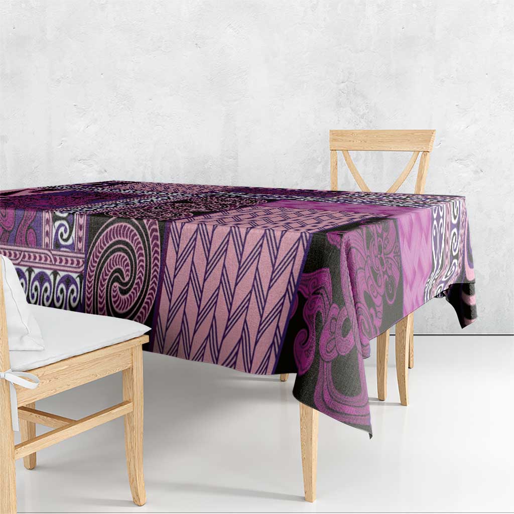 Pink Aotearoa Kowhaiwhai Pattern Tablecloth NZ Maori Quilt Style