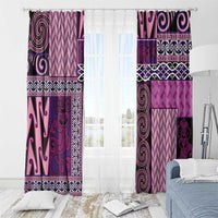 Pink Aotearoa Kowhaiwhai Pattern Window Curtain NZ Maori Quilt Style