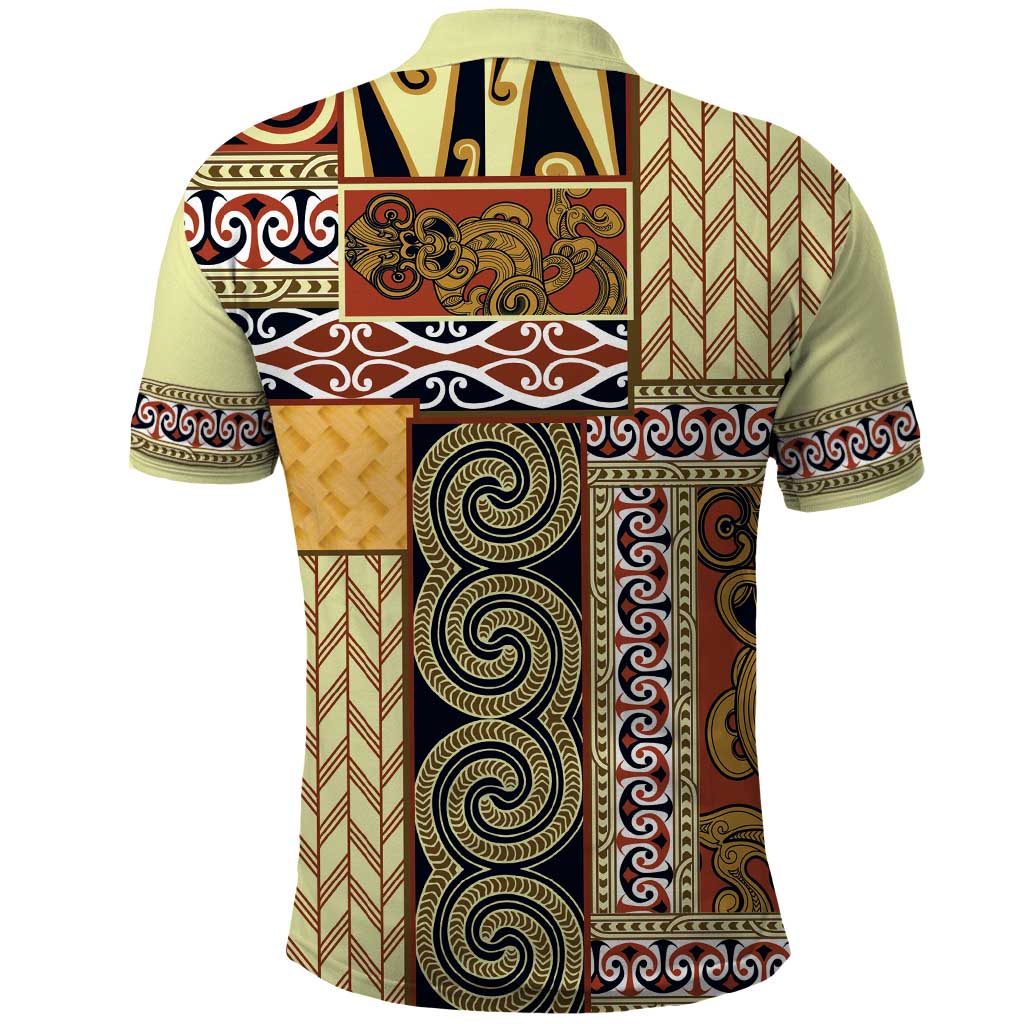 Yellow Aotearoa Kowhaiwhai Pattern Polo Shirt NZ Maori Quilt Style