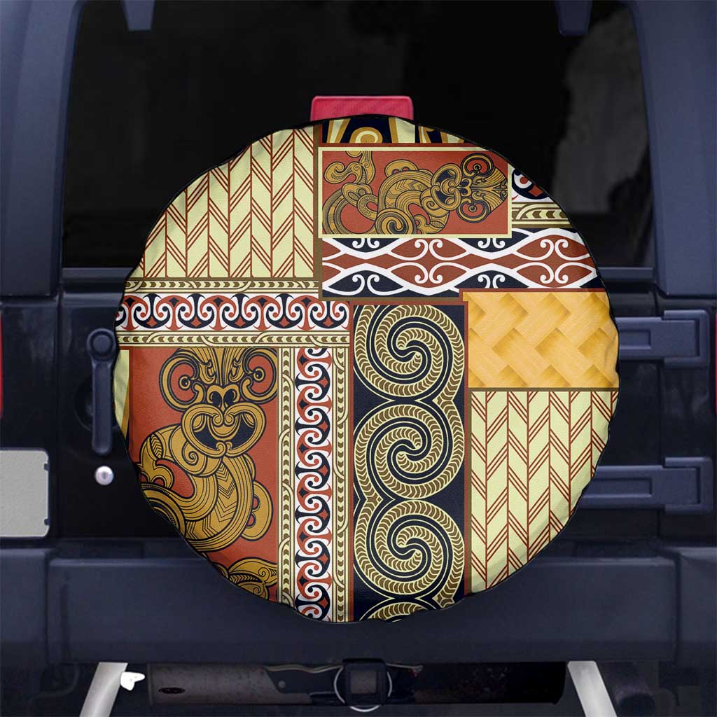 Yellow Aotearoa Kowhaiwhai Pattern Spare Tire Cover NZ Maori Quilt Style LT14 No hole Yellow - Polynesian Pride