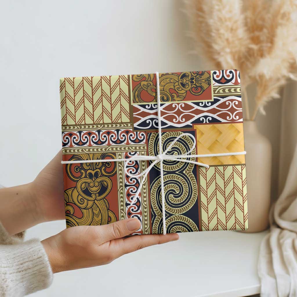 Yellow Aotearoa Kowhaiwhai Pattern Wrapping Paper NZ Maori Quilt Style - Polynesian Pride