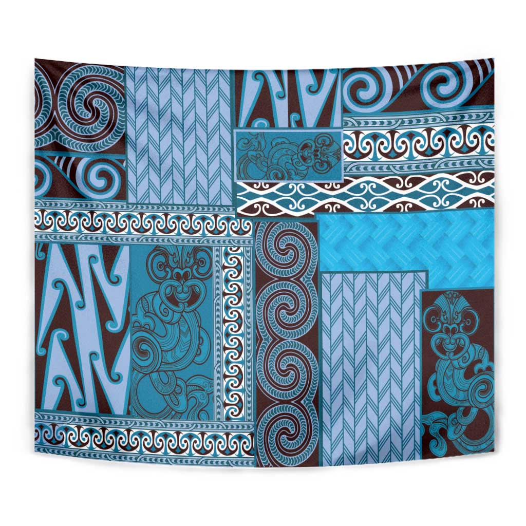 Blue Aotearoa Kowhaiwhai Pattern Tapestry NZ Maori Quilt Style LT14 - Polynesian Pride