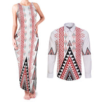 Aotearoa Taniko Couples Matching Tank Maxi Dress and Long Sleeve Button Shirt Niho Taniwha Purapura Whetu Mix Poutama