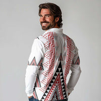 Aotearoa Taniko Long Sleeve Polo Shirt Niho Taniwha Purapura Whetu Mix Poutama LT14 - Polynesian Pride