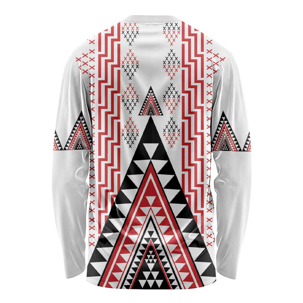Aotearoa Taniko Long Sleeve Shirt Niho Taniwha Purapura Whetu Mix Poutama