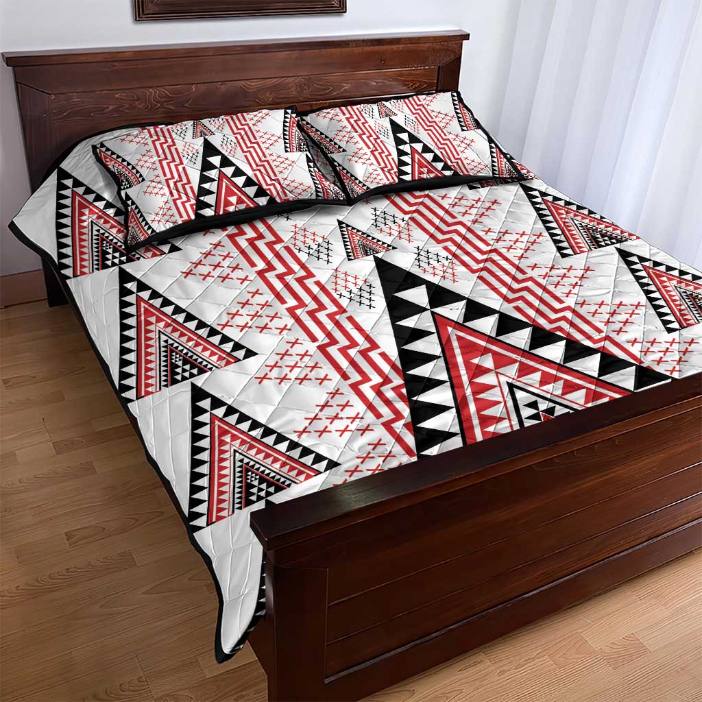 Aotearoa Taniko Quilt Bed Set Niho Taniwha Purapura Whetu Mix Poutama