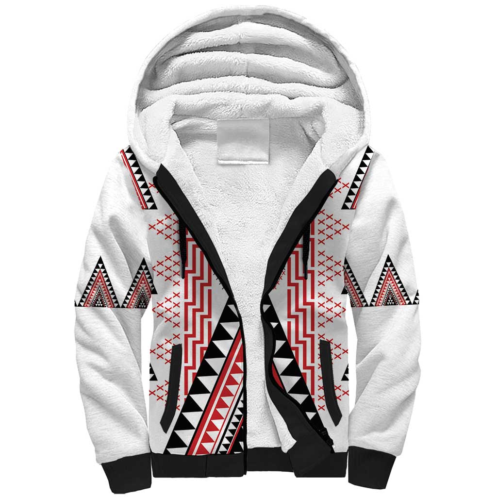 Aotearoa Taniko Sherpa Hoodie Niho Taniwha Purapura Whetu Mix Poutama