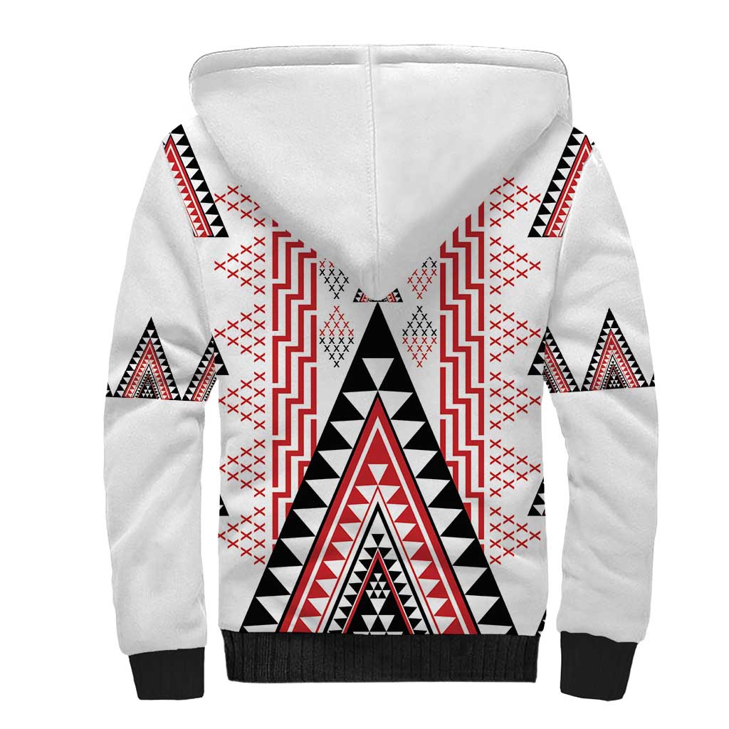 Aotearoa Taniko Sherpa Hoodie Niho Taniwha Purapura Whetu Mix Poutama