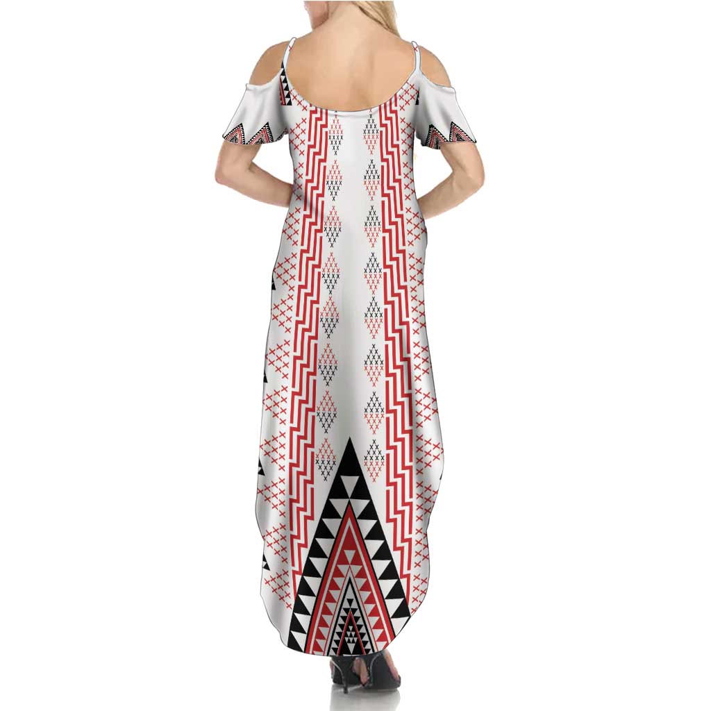 Aotearoa Taniko Summer Maxi Dress Niho Taniwha Purapura Whetu Mix Poutama