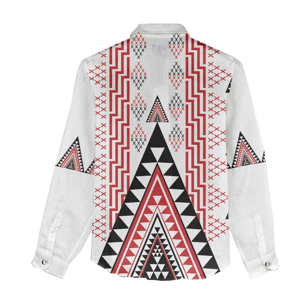 Aotearoa Taniko Women Casual Shirt Niho Taniwha Purapura Whetu Mix Poutama