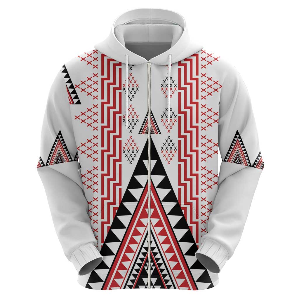 Aotearoa Taniko Zip Hoodie Niho Taniwha Purapura Whetu Mix Poutama
