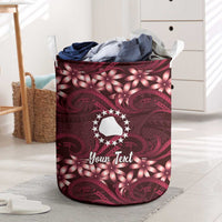 Personalised Cook Islands Mangaia Laundry Basket Tiare Maori Polynesian Waves Tattoo LT14 Burgundy - Polynesian Pride