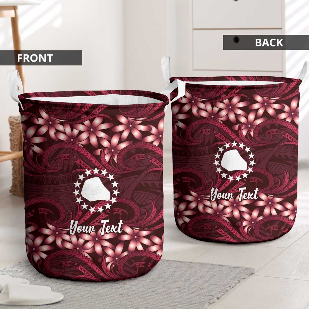 Personalised Cook Islands Mangaia Laundry Basket Tiare Maori Polynesian Waves Tattoo LT14 - Polynesian Pride