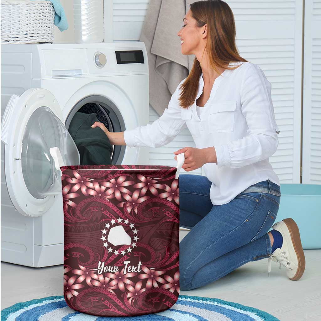 Personalised Cook Islands Mangaia Laundry Basket Tiare Maori Polynesian Waves Tattoo LT14 - Polynesian Pride