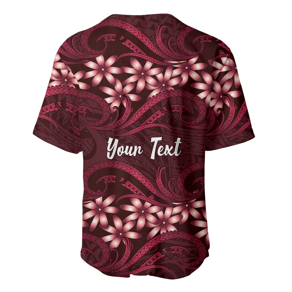 Personalised Cook Islands Mangaia Baseball Jersey Tiare Maori Polynesian Waves Tattoo