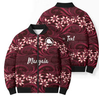 Personalised Cook Islands Mangaia Bomber Puffer Jacket Tiare Maori Polynesian Waves Tattoo