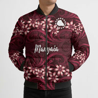 Personalised Cook Islands Mangaia Bomber Puffer Jacket Tiare Maori Polynesian Waves Tattoo