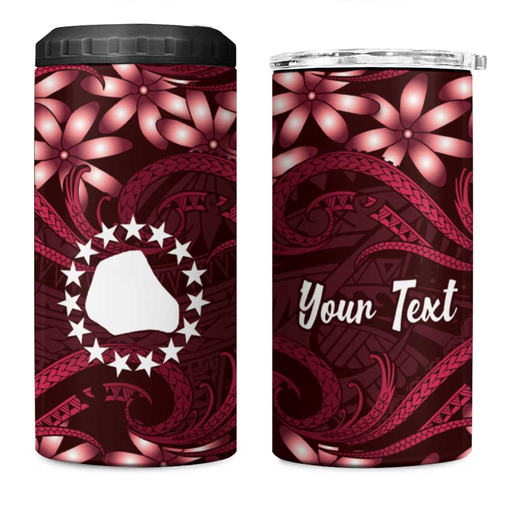 Personalised Cook Islands Mangaia 4 in 1 Can Cooler Tumbler Tiare Maori Polynesian Waves Tattoo LT14 One Size: 16 oz Burgundy - Polynesian Pride
