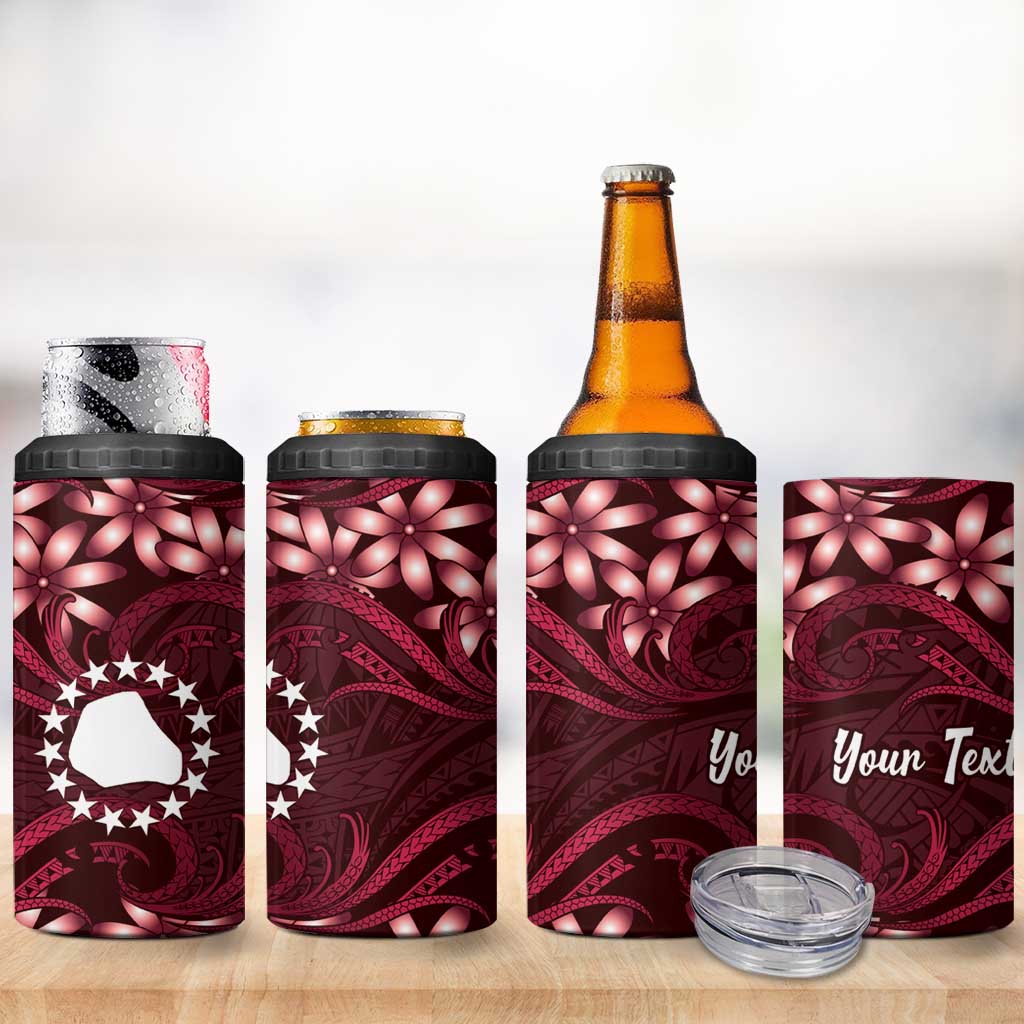 Personalised Cook Islands Mangaia 4 in 1 Can Cooler Tumbler Tiare Maori Polynesian Waves Tattoo LT14 - Polynesian Pride