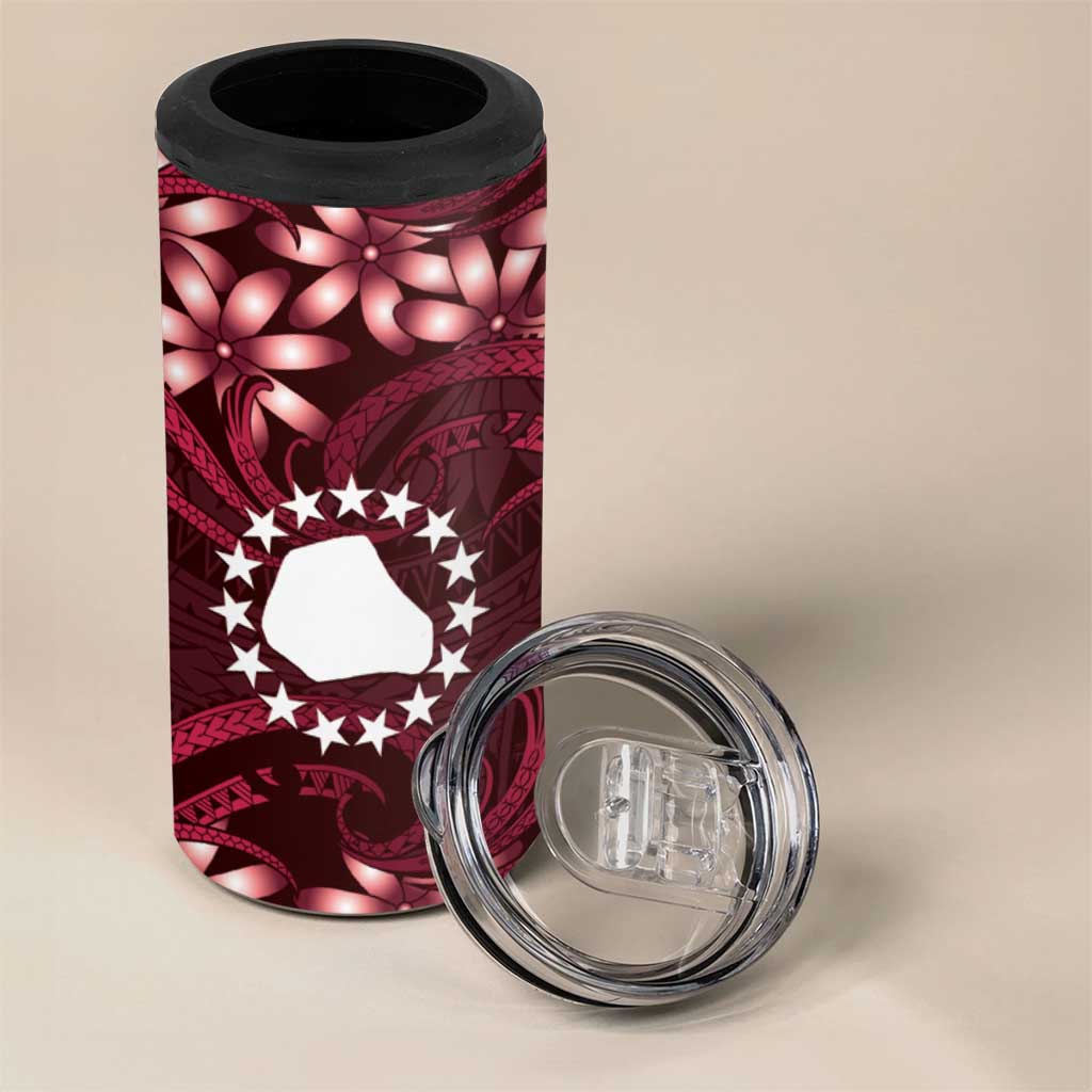 Personalised Cook Islands Mangaia 4 in 1 Can Cooler Tumbler Tiare Maori Polynesian Waves Tattoo LT14 - Polynesian Pride