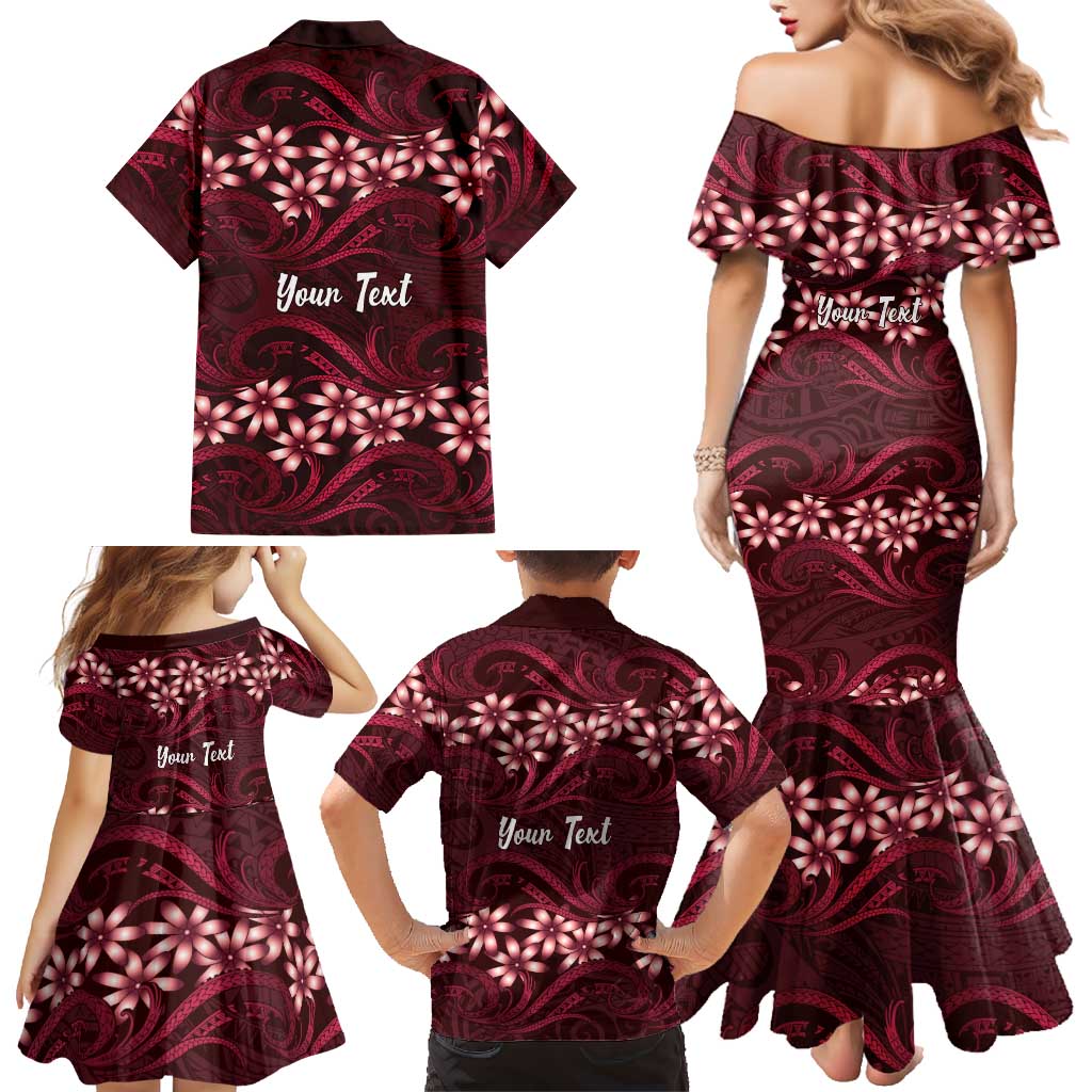 Personalised Cook Islands Mangaia Family Matching Mermaid Dress and Hawaiian Shirt Tiare Maori Polynesian Waves Tattoo