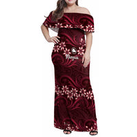 Personalised Cook Islands Mangaia Family Matching Off Shoulder Maxi Dress and Hawaiian Shirt Tiare Maori Polynesian Waves Tattoo